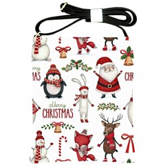 Christmas Characters Pattern, Xmas Backgrounds Shoulder Sling Bag