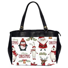 Christmas Characters Pattern, Xmas Backgrounds Oversize Office Handbag (2 Sides)