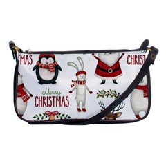 Christmas Characters Pattern, Xmas Backgrounds Shoulder Clutch Bag