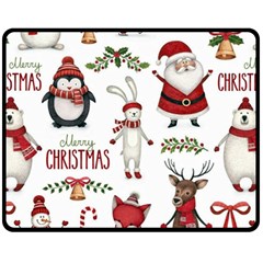 Christmas Characters Pattern, Xmas Backgrounds Fleece Blanket (Medium)