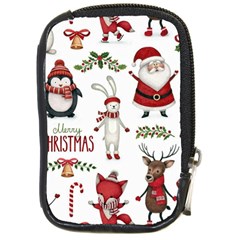 Christmas Characters Pattern, Xmas Backgrounds Compact Camera Leather Case by kyorashop23