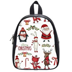 Christmas Characters Pattern, Xmas Backgrounds School Bag (small) by kyorashop23