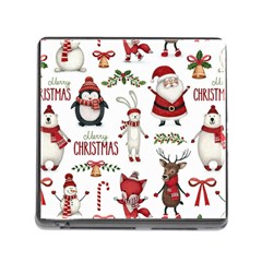 Christmas Characters Pattern, Xmas Backgrounds Memory Card Reader (square 5 Slot) by kyorashop23