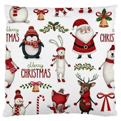 Christmas Characters Pattern, Xmas Backgrounds Large Cushion Case (Two Sides)