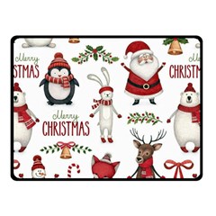 Christmas Characters Pattern, Xmas Backgrounds Two Sides Fleece Blanket (Small)