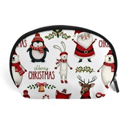 Christmas Characters Pattern, Xmas Backgrounds Accessory Pouch (Large)