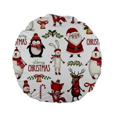 Christmas Characters Pattern, Xmas Backgrounds Standard 15  Premium Flano Round Cushions