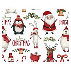 Christmas Characters Pattern, Xmas Backgrounds Two Sides Premium Plush Fleece Blanket (Teen Size)