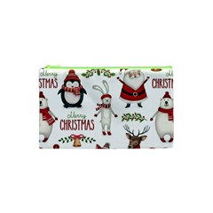 Christmas Characters Pattern, Xmas Backgrounds Cosmetic Bag (XS)