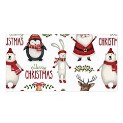 Christmas Characters Pattern, Xmas Backgrounds Satin Shawl 45  x 80 