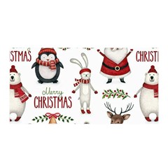 Christmas Characters Pattern, Xmas Backgrounds Satin Wrap 35  x 70 