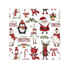 Christmas Characters Pattern, Xmas Backgrounds Square Satin Scarf (30  x 30 )