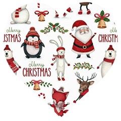 Christmas Characters Pattern, Xmas Backgrounds Wooden Puzzle Heart by kyorashop23