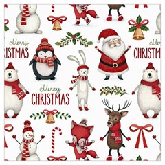 Christmas Characters Pattern, Xmas Backgrounds Lightweight Scarf 