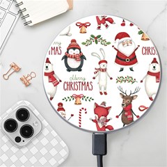 Christmas Characters Pattern, Xmas Backgrounds Wireless Fast Charger(White)