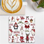 Christmas Characters Pattern, Xmas Backgrounds UV Print Square Tile Coaster  Front