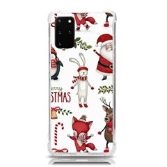 Christmas Characters Pattern, Xmas Backgrounds Samsung Galaxy S20 Plus 6.7 Inch TPU UV Case