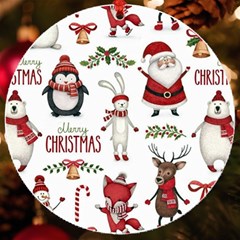 Christmas Characters Pattern, Xmas Backgrounds UV Print Acrylic Ornament Round