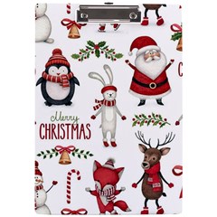 Christmas Characters Pattern, Xmas Backgrounds A4 Acrylic Clipboard by kyorashop23