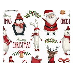 Christmas Characters Pattern, Xmas Backgrounds Premium Plush Fleece Blanket (Large)