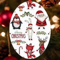 Christmas Characters Pattern, Xmas Backgrounds UV Print Acrylic Ornament Oval