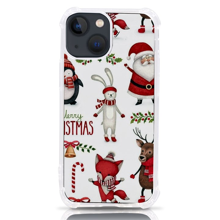 Christmas Characters Pattern, Xmas Backgrounds iPhone 13 mini TPU UV Print Case