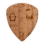 Christmas Characters Pattern, Xmas Backgrounds Guitar Shape Wood Guitar Pick Holder Case And Picks Set Pick