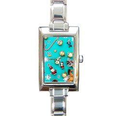 Christmas Decorations Blue Xmas Background Rectangle Italian Charm Watch by kyorashop23