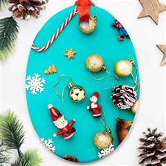 Christmas Decorations Blue Xmas Background Ornament (oval)