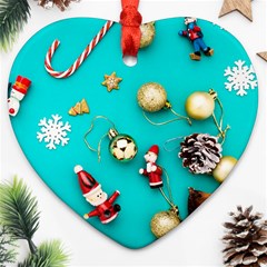 Christmas Decorations Blue Xmas Background Ornament (heart)