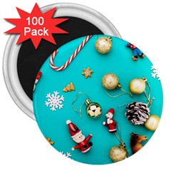 Christmas Decorations Blue Xmas Background 3  Magnets (100 Pack) by kyorashop23