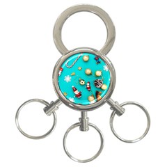 Christmas Decorations Blue Xmas Background 3-ring Key Chain by kyorashop23