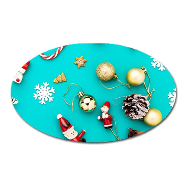 Christmas Decorations Blue Xmas Background Oval Magnet