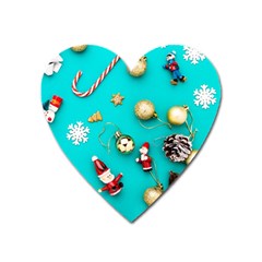 Christmas Decorations Blue Xmas Background Heart Magnet by kyorashop23