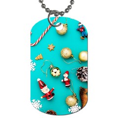 Christmas Decorations Blue Xmas Background Dog Tag (two Sides) by kyorashop23