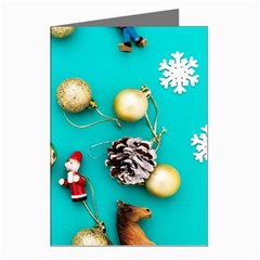 Christmas Decorations Blue Xmas Background Greeting Cards (pkg Of 8)