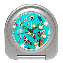 Christmas Decorations Blue Xmas Background Travel Alarm Clock by kyorashop23