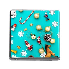 Christmas Decorations Blue Xmas Background Memory Card Reader (square 5 Slot) by kyorashop23