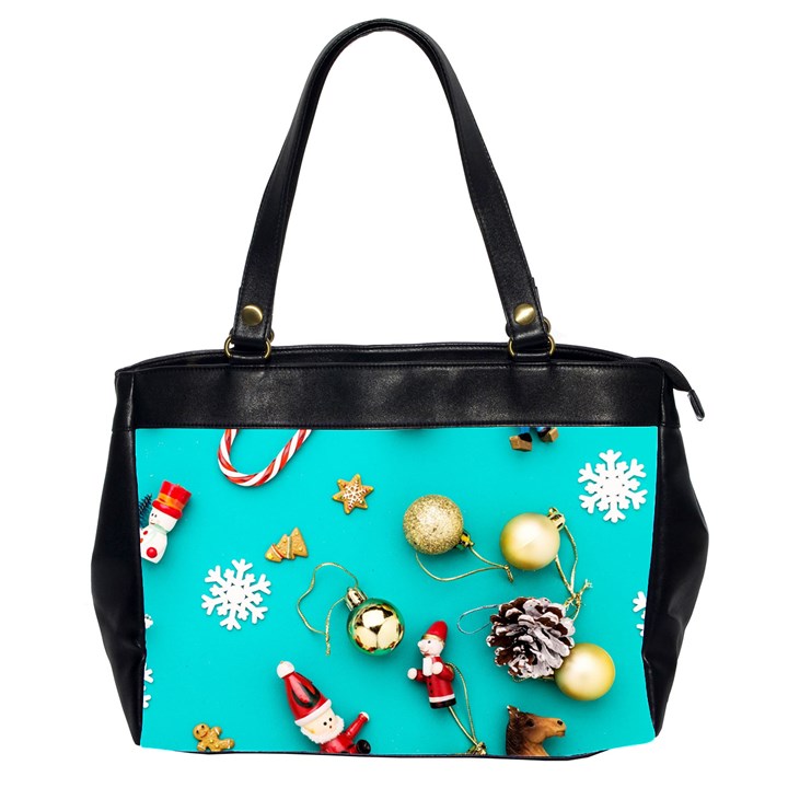 Christmas Decorations Blue Xmas Background Oversize Office Handbag (2 Sides)