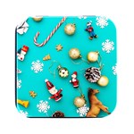 Christmas Decorations Blue Xmas Background Square Metal Box (Black) Front