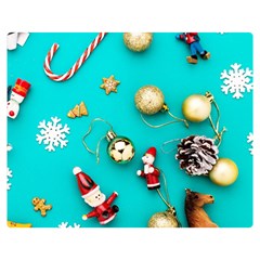 Christmas Decorations Blue Xmas Background Premium Plush Fleece Blanket (medium) by kyorashop23