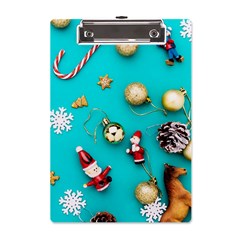 Christmas Decorations Blue Xmas Background A5 Acrylic Clipboard by kyorashop23