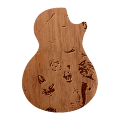 Christmas Decorations Blue Xmas Background Guitar Shape Wood Guitar Pick Holder Case And Picks Set