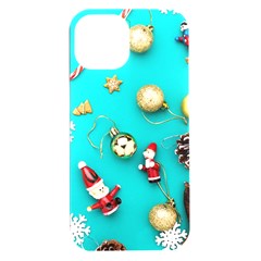 Christmas Decorations Blue Xmas Background Iphone 15 Plus Black Uv Print Pc Hardshell Case by kyorashop23