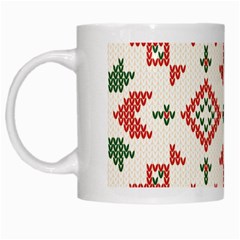 Christmas Texture, New Year, Red-green Christmas Ornament Texture White Mug by kyorashop23