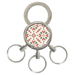 Christmas Texture, New Year, Red-green Christmas Ornament Texture 3-ring Key Chain by kyorashop23