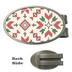 Christmas Texture, New Year, Red-green Christmas Ornament Texture Money Clips (oval)  by kyorashop23