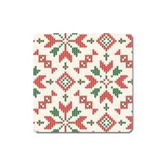 Christmas Texture, New Year, Red-green Christmas Ornament Texture Square Magnet by kyorashop23