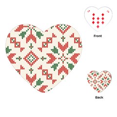 Christmas Texture, New Year, Red-green Christmas Ornament Texture Playing Cards Single Design (heart)