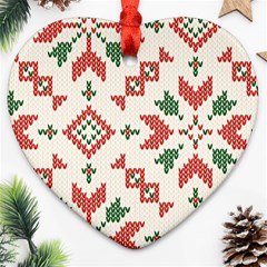 Christmas Texture, New Year, Red-green Christmas Ornament Texture Heart Ornament (two Sides)